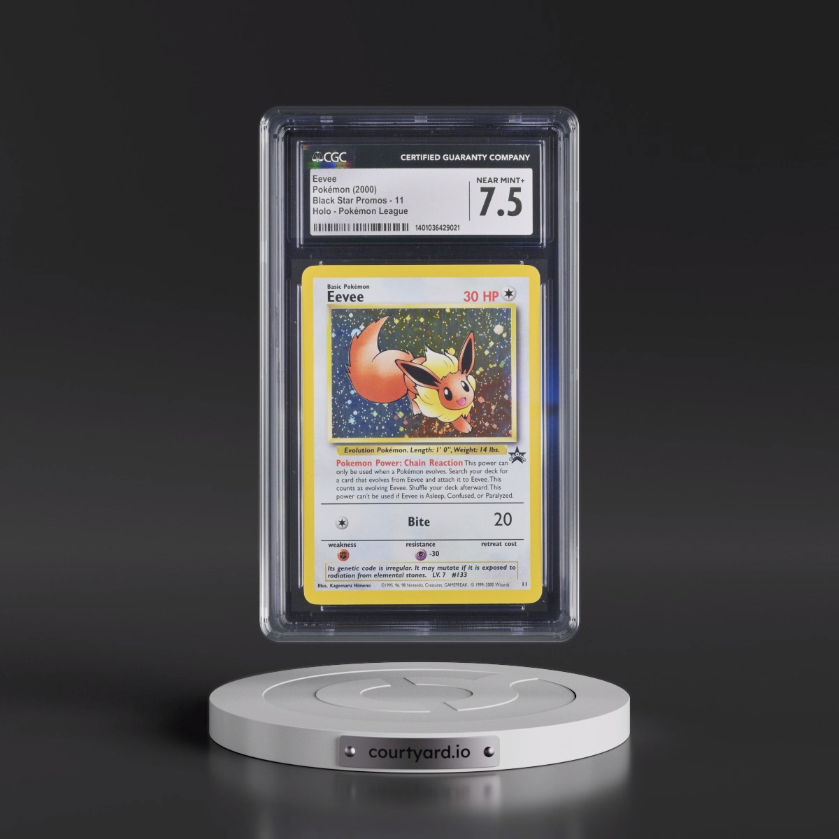 1999 Black Star Promos #11 Eevee - Pokémon League (Holo) (CGC 7.5 NM+)
