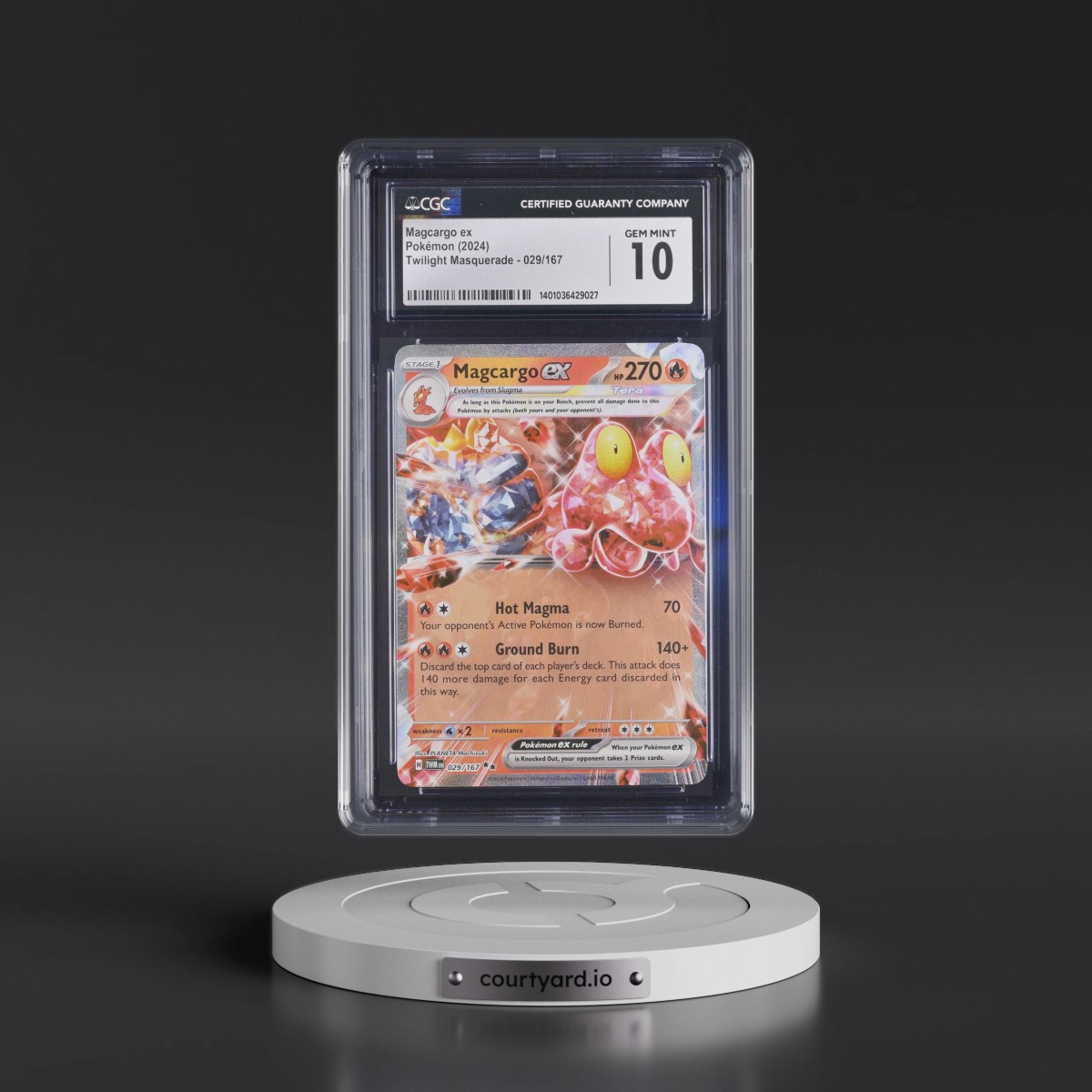 2024 Twilight Masquerade - TWM EN #029/167 Magcargo ex - Holo (CGC 10 GEM MINT)