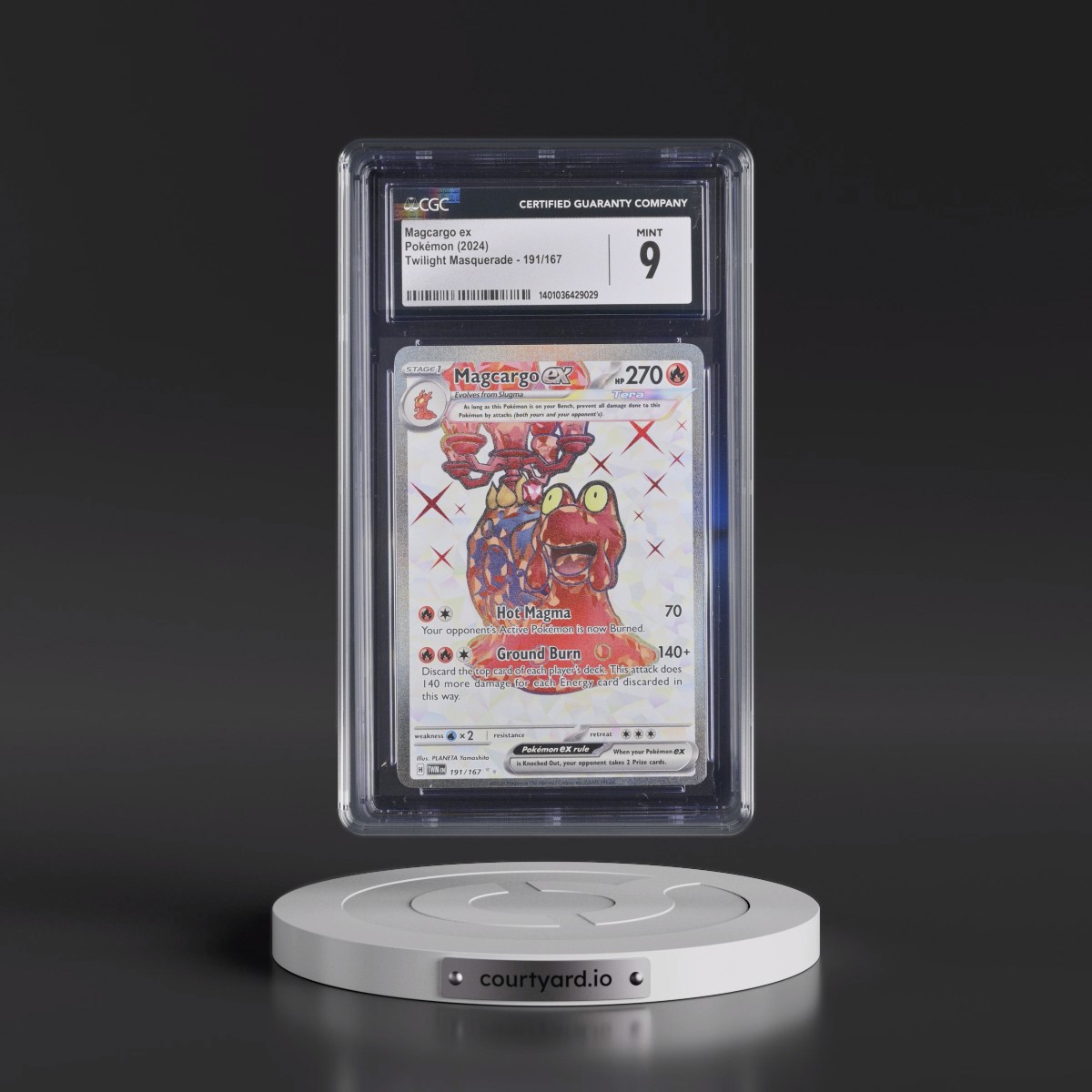 2024 Twilight Masquerade - TWM EN #191/167 Magcargo ex - Ultra Rare Holo (CGC 9 MINT)