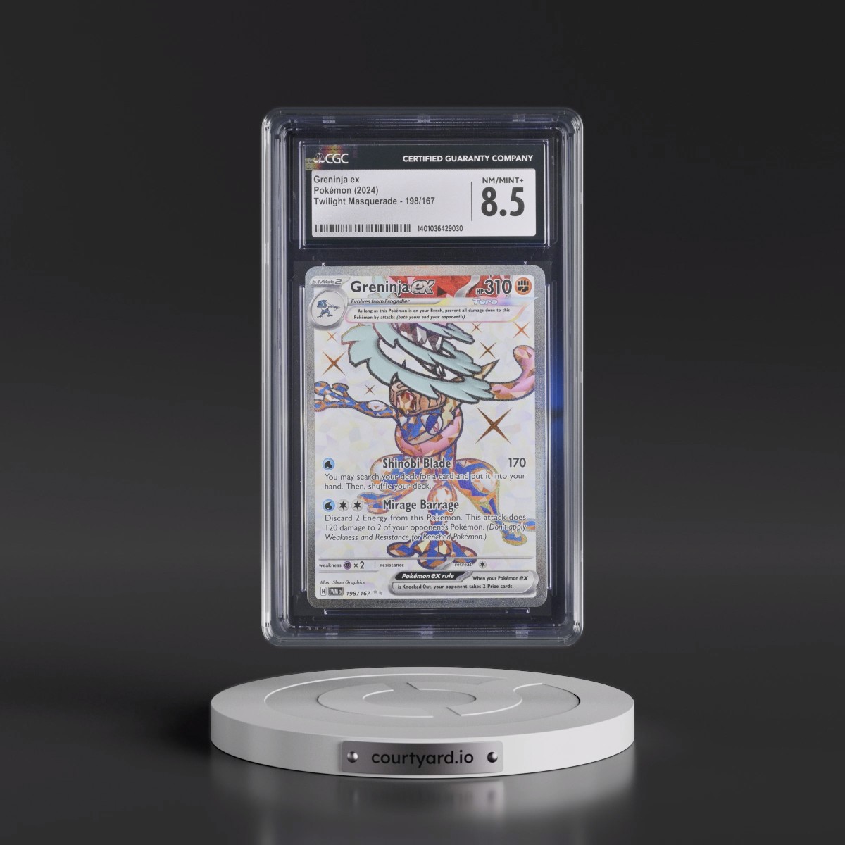 2024 Twilight Masquerade - TWM EN #198/167 Greninja ex - Ultra Rare Holo (CGC 8.5 NM-MT+)
