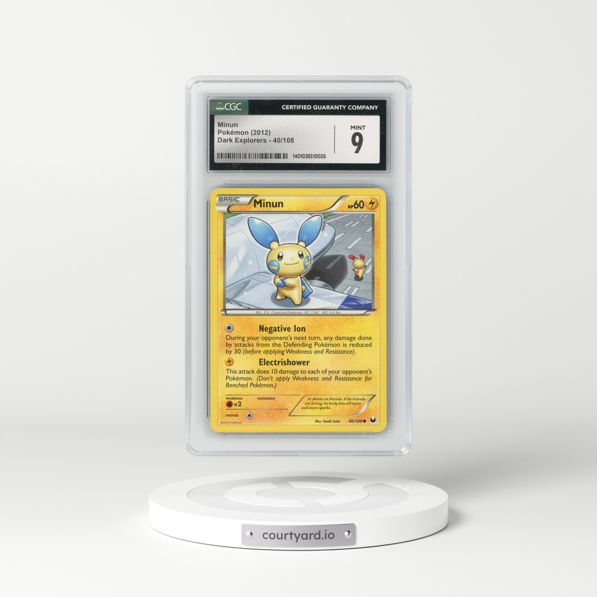 2012 Dark Explorers #40/108 Minun (CGC 9 MINT)