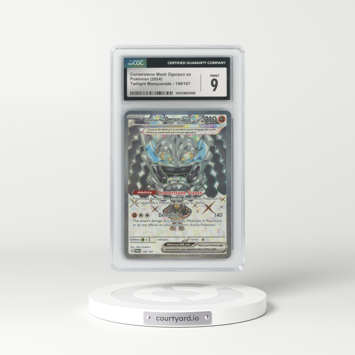 2024 Twilight Masquerade #199 Cornerstone Mask Ogerpon ex - Full Art Holo (CGC 9 MINT)