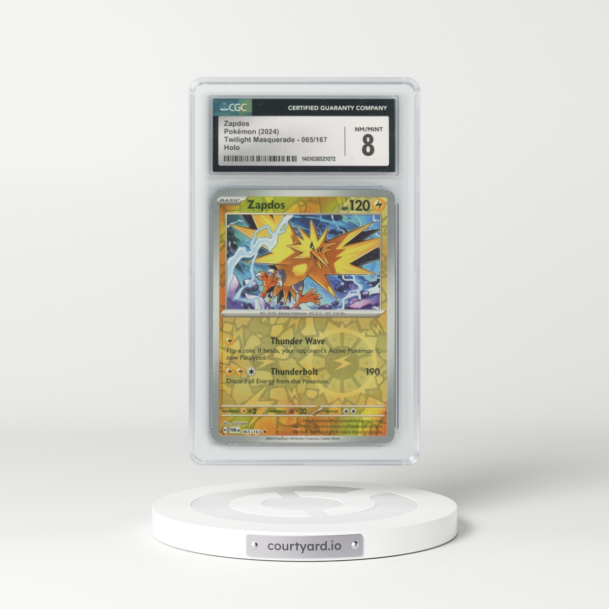 2024 Twilight Masquerade #65 Zapdos - Holo (CGC 8 NM-MT)