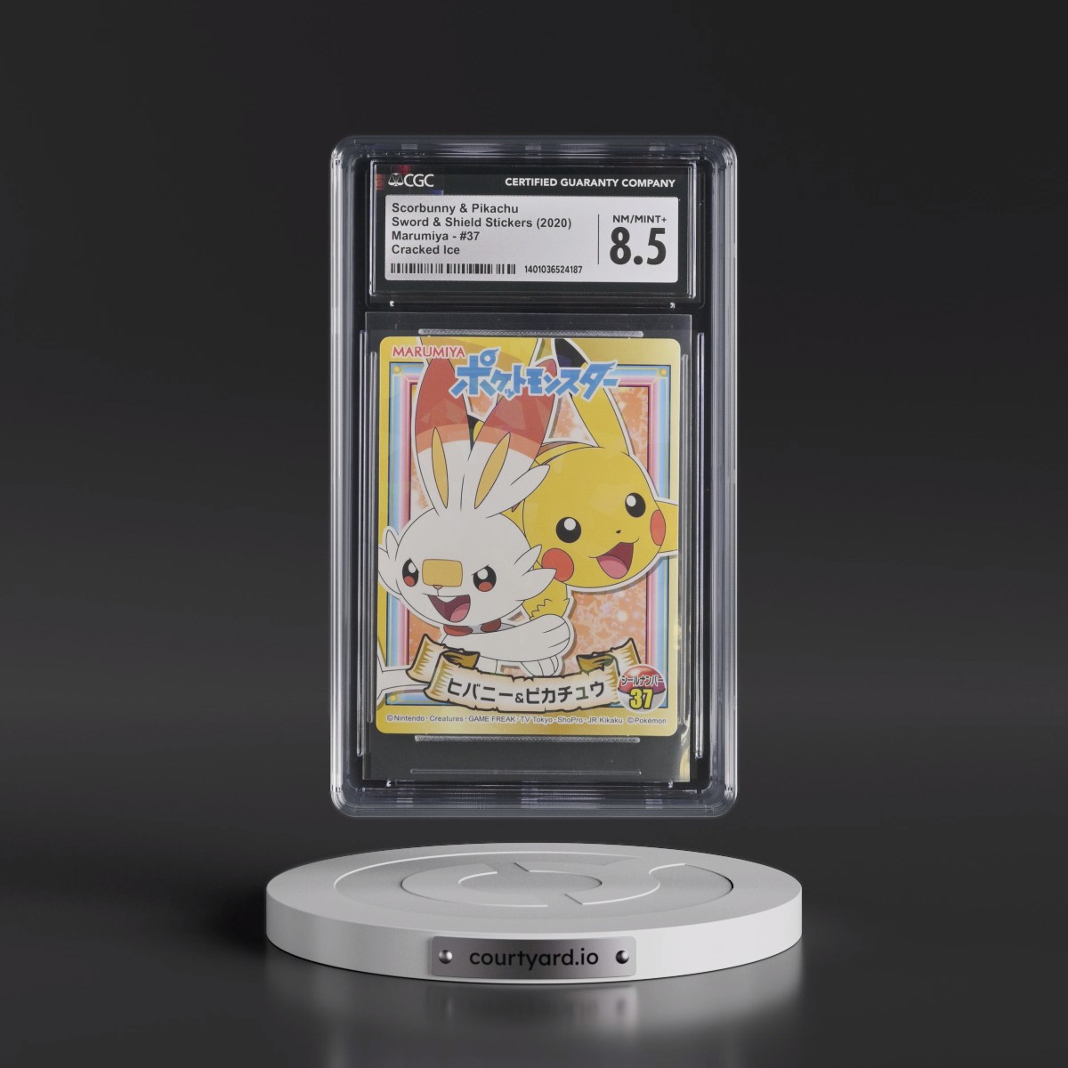 2020 Sword & Shield Stickers (Marumiya 2020) - Japanese #37 Scorbunny &amp; Pikachu - Cracked Ice (CGC 8.5 NM-MT+)