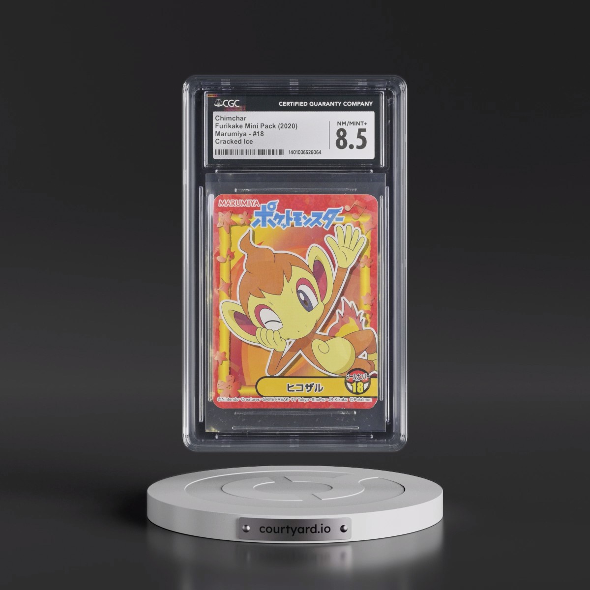 2020 Sword & Shield Furikake Mini Pack (Marumiya) - Japanese #18 Chimchar - Cracked Ice (CGC 8.5 NM-MT+)