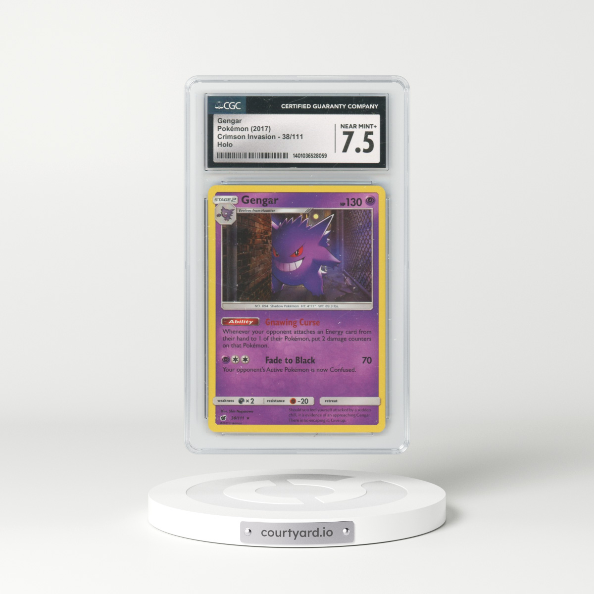 2017 Crimson Invasion #38/111 Gengar - Holo (CGC 7.5 NM+)