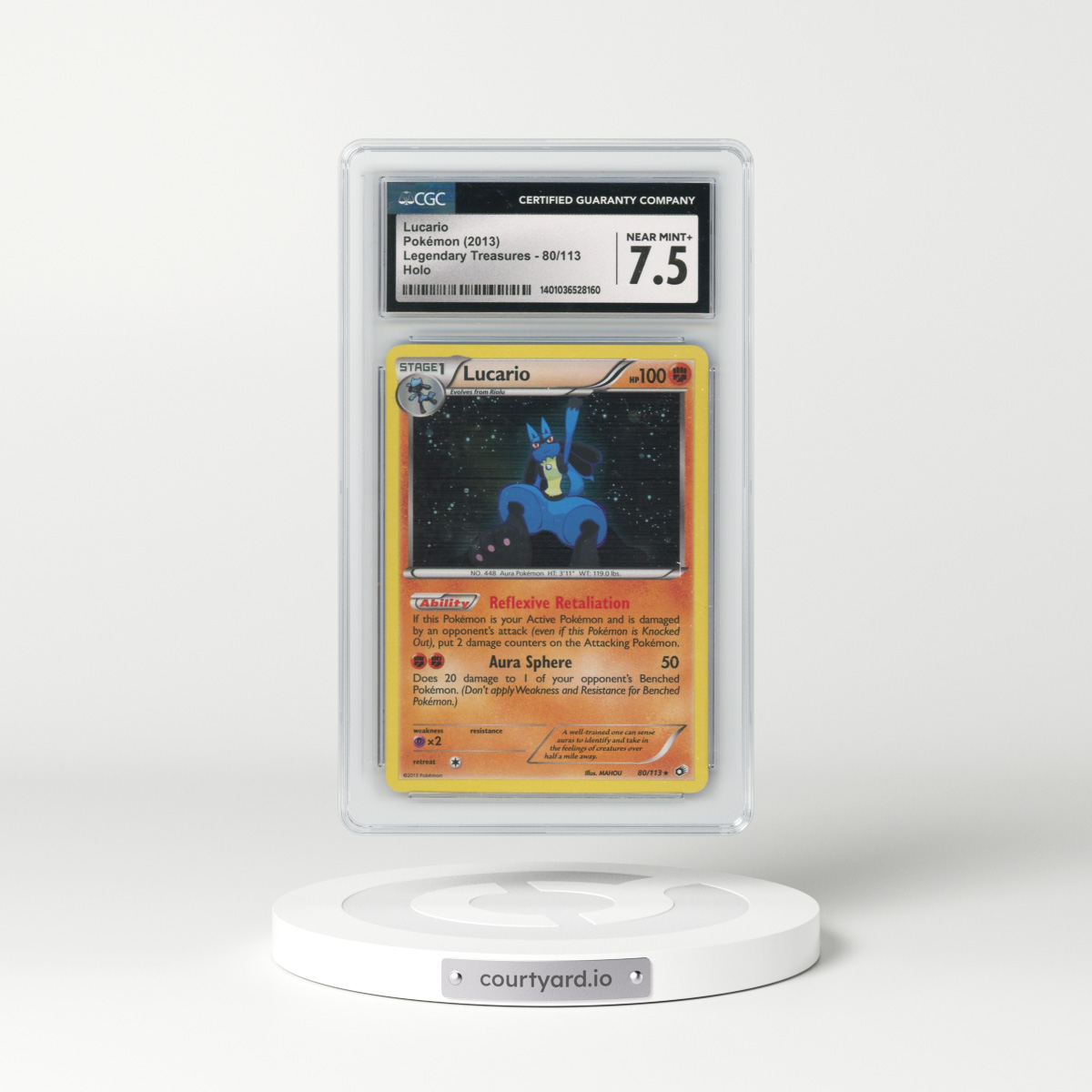 2013 Legendary Treasures #80/113 Lucario - Holo (CGC 7.5 NM+)