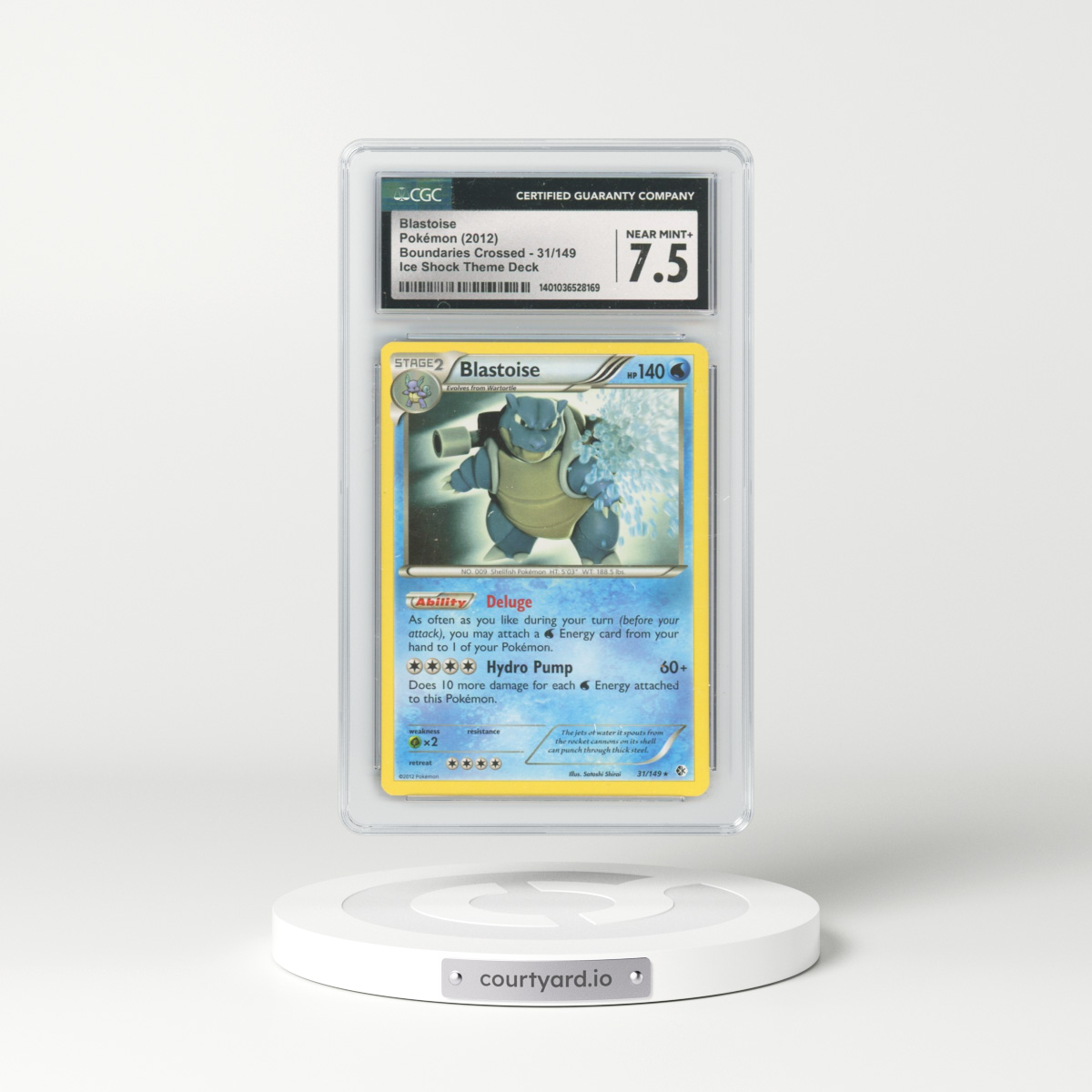 2012 Boundaries Crossed #31/149 Blastoise - Non-Holo Ice Shock Theme Deck (CGC 7.5 NM+)