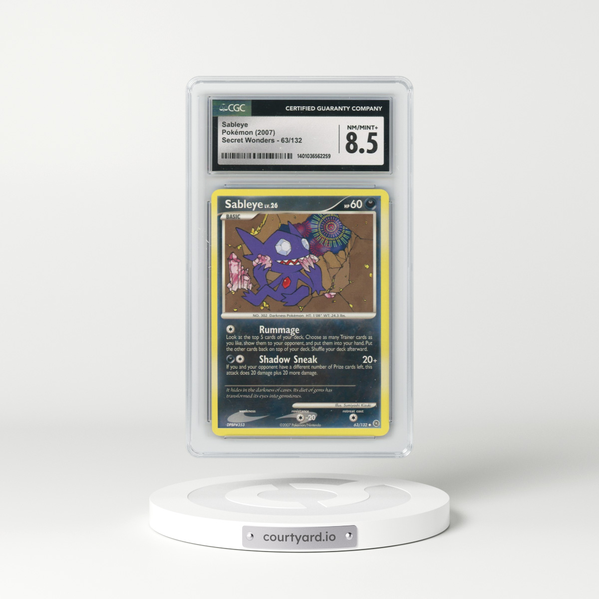 2007 Secret Wonders #63/132 Sableye (CGC 8.5 NM-MT+)