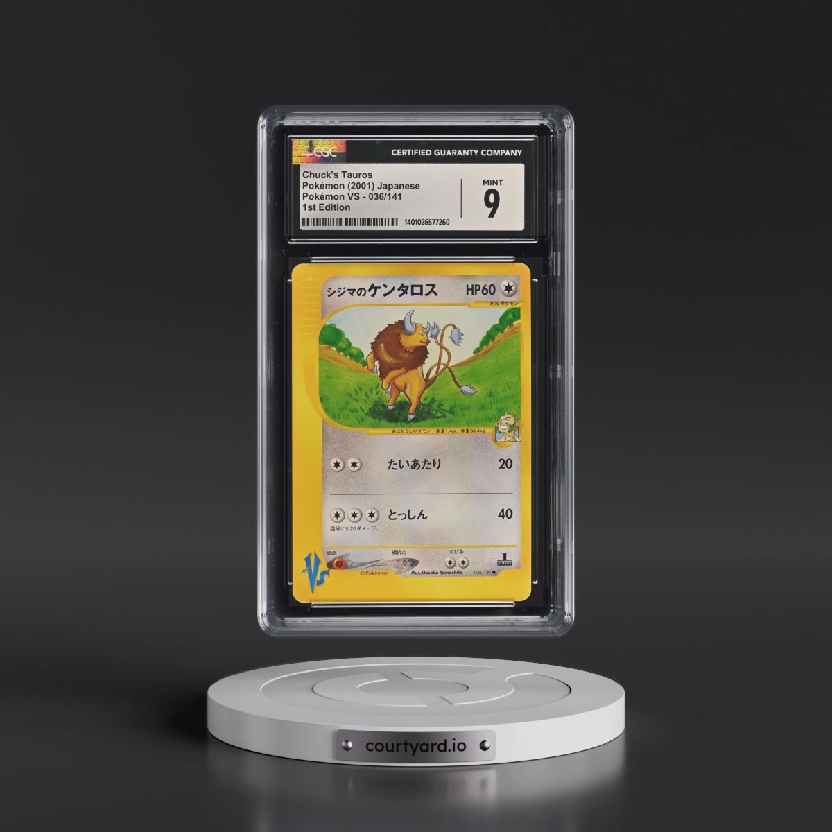 2001 Pokémon VS #036/141 Chuck's Tauros - 1st Edition (CGC 9 MINT)