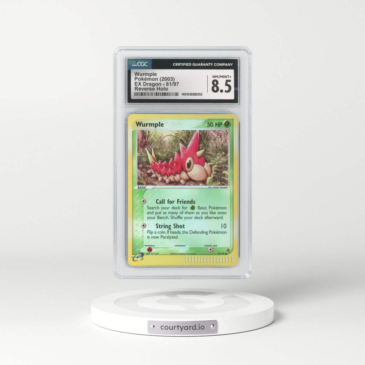 2003 EX Dragon (2003 Copyright, w/ "e" Symbol) #81/97 Wurmple - Reverse Holo (CGC 8.5 NM-MT+)