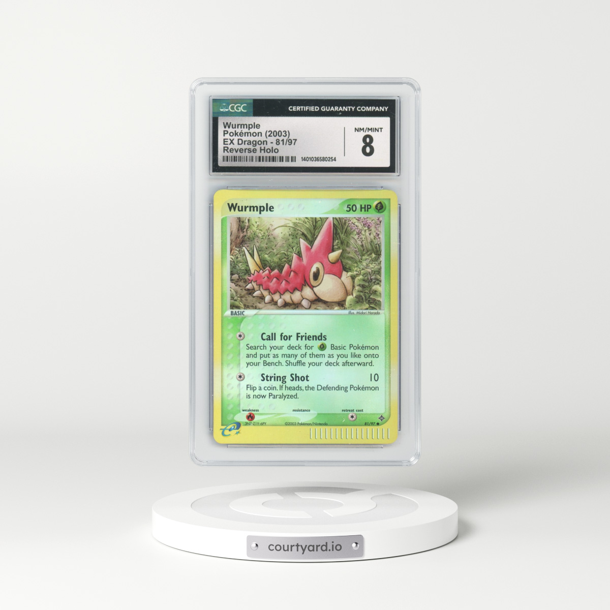 2003 EX Dragon (2003 Copyright, w/ "e" Symbol) #81/97 Wurmple - Reverse Holo (CGC 8 NM-MT)