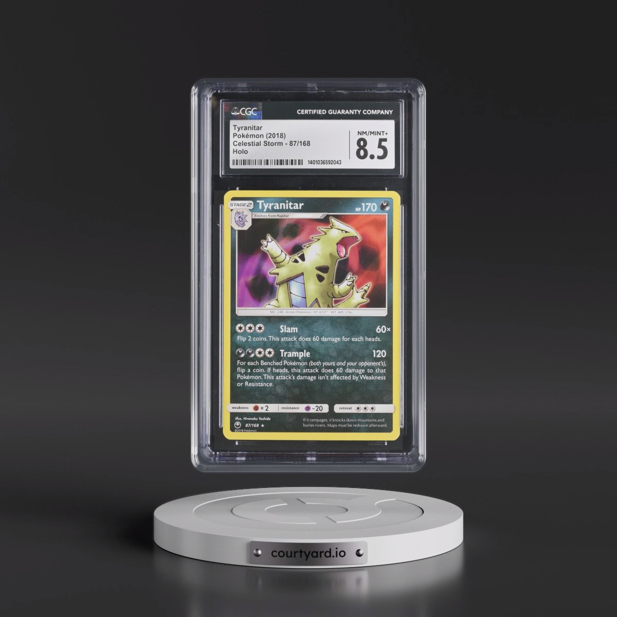2018 Celestial Storm #87/168 Tyranitar - Holo (CGC 8.5 NM-MT+)