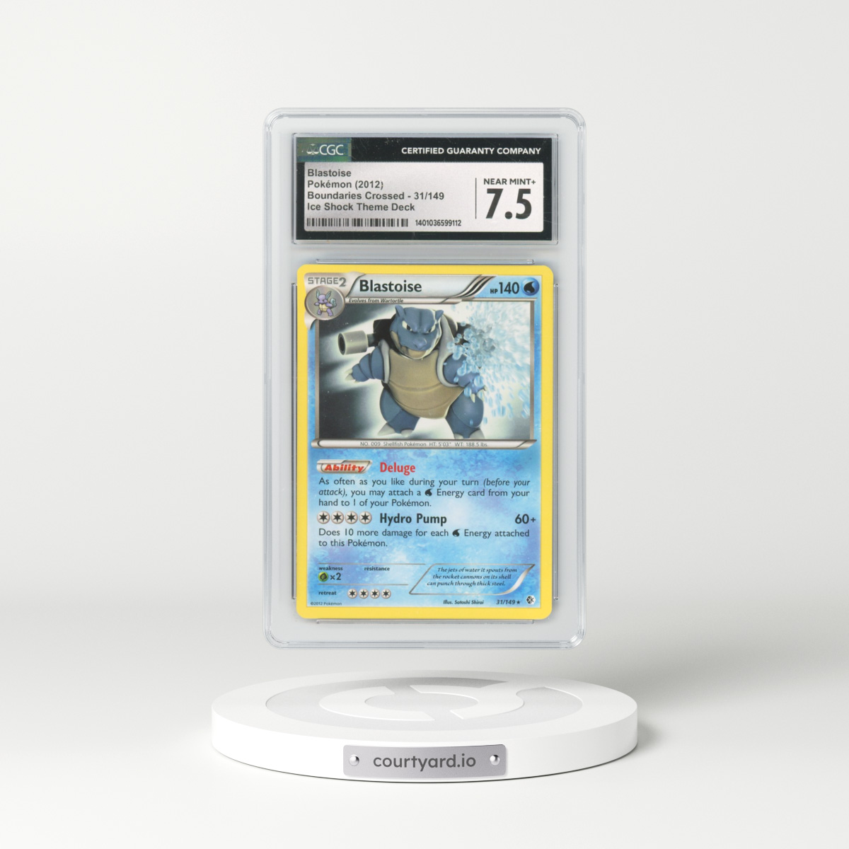 2012 Boundaries Crossed #31/149 Blastoise - Non-Holo Ice Shock Theme Deck (CGC 7.5 NM+)