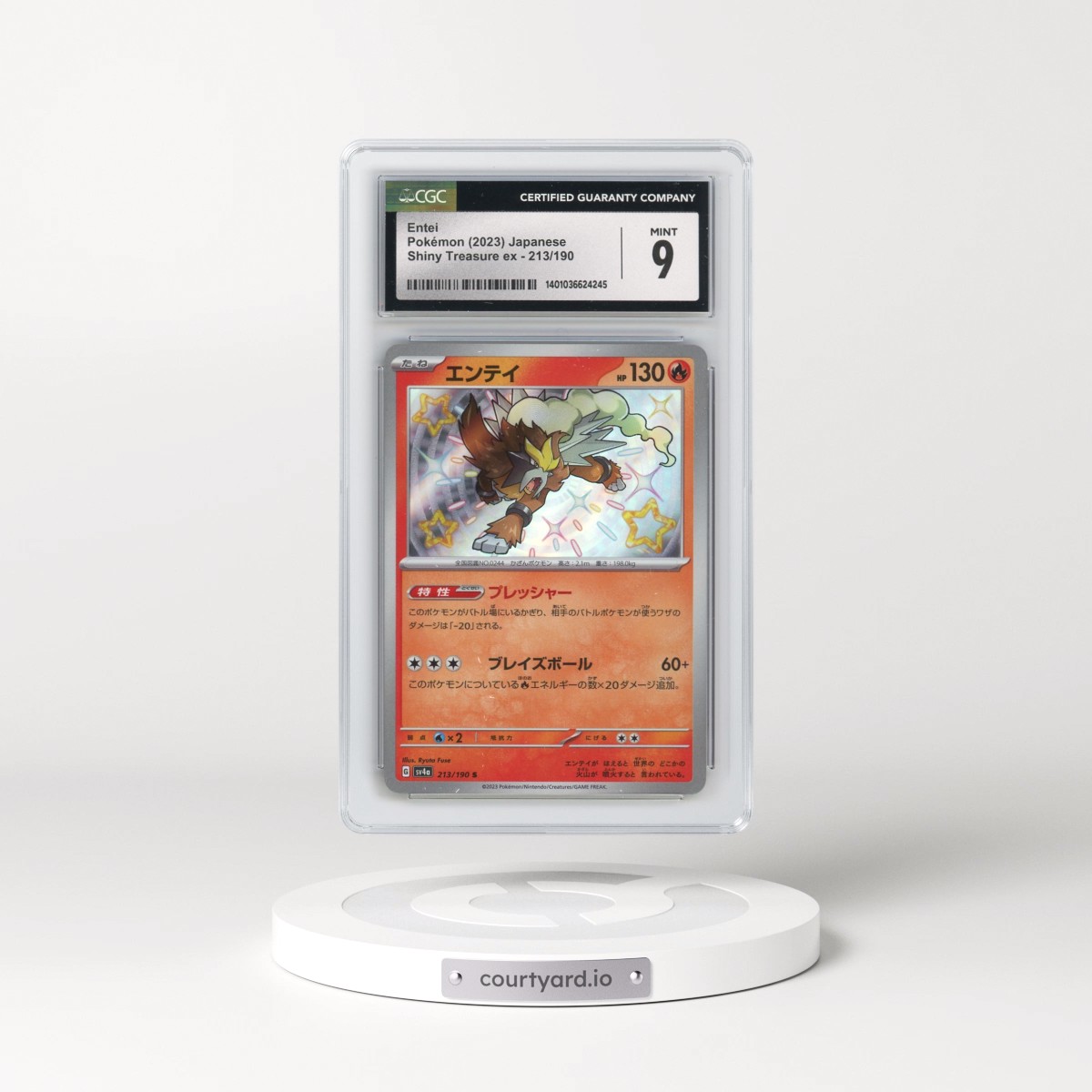 2023 Shiny Treasure ex #213/190 Entei - Shiny Rare Holo (CGC 9 MINT)