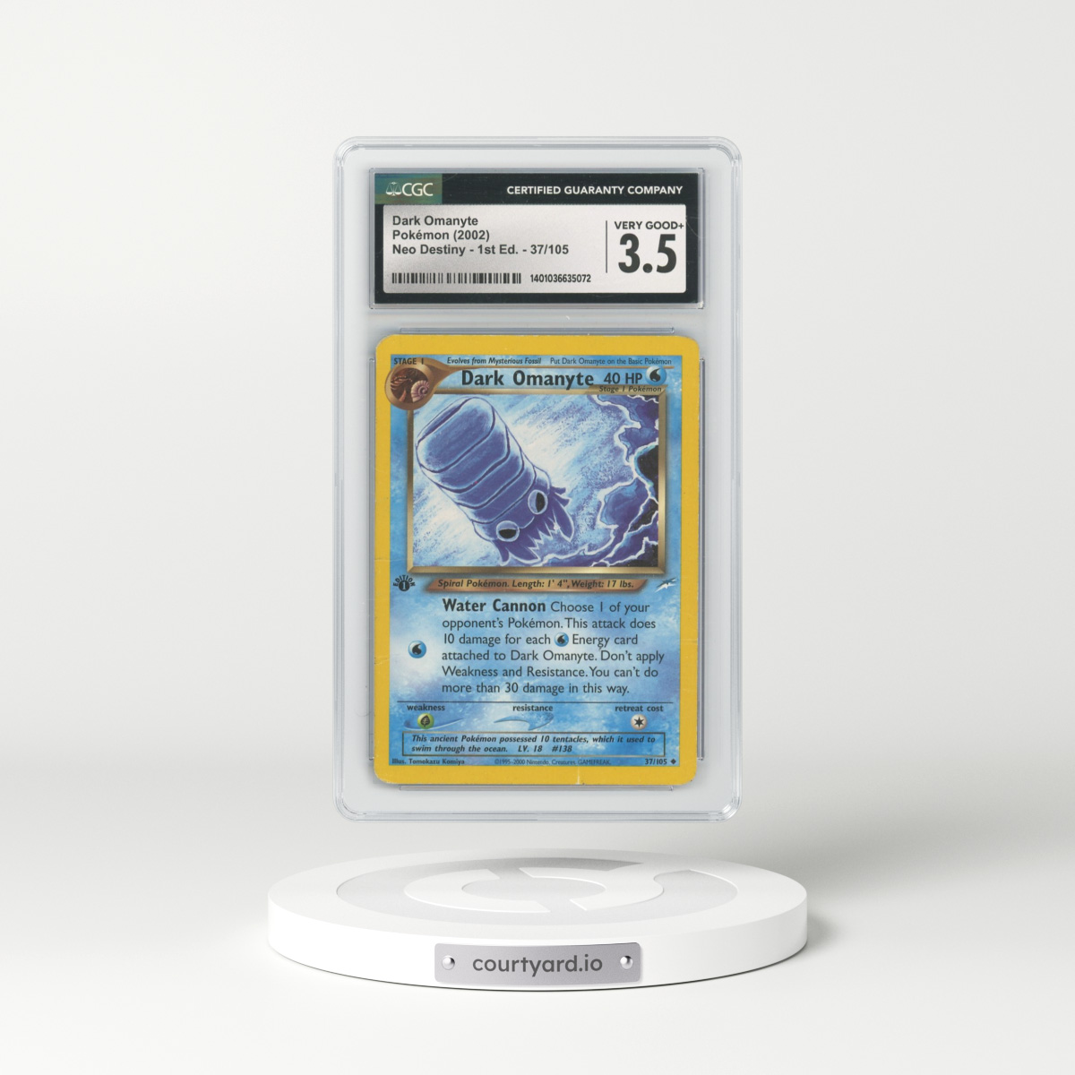 2002 Neo Destiny #37 Dark Omanyte - 1st Edition (CGC 3.5 VG+)