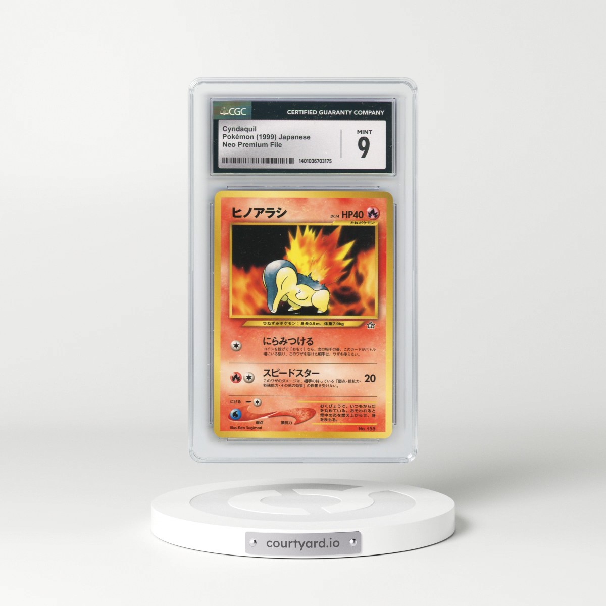 1999 Neo Premium File #155 Cyndaquil - No Rarity (CGC 9 MINT)