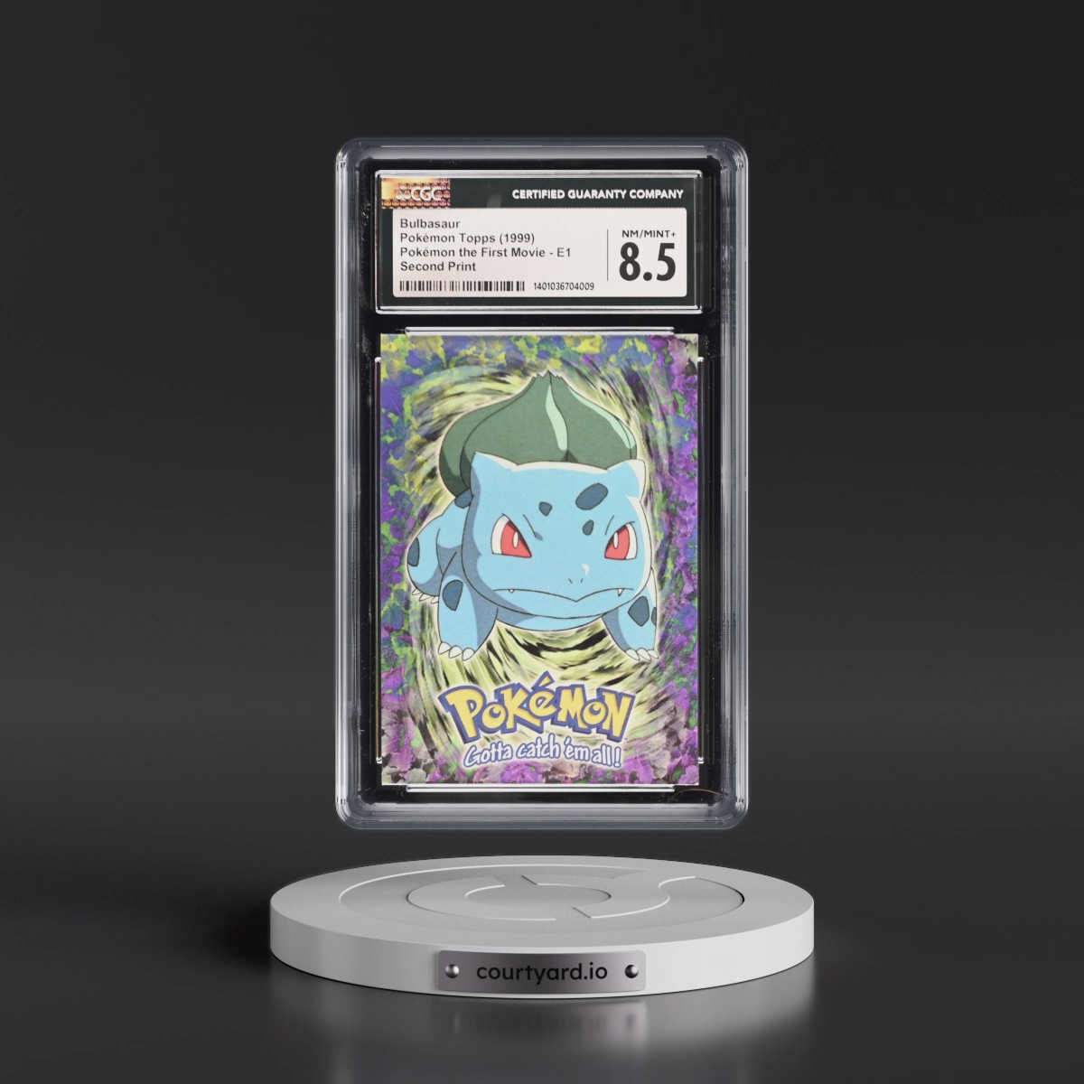 1999 Pokémon the First Movie #E1 Bulbasaur - Second Print (Black Topps Logo) (CGC 8.5 NM-MT+)