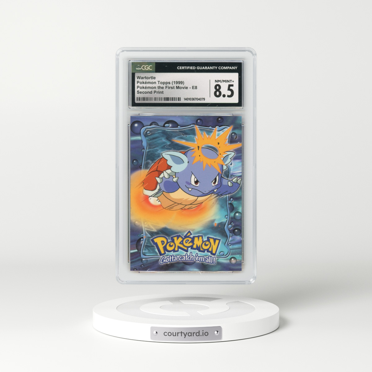 1999 Pokémon the First Movie #E8 No.08 Wartortle - Second Print (Black Topps Logo) (CGC 8.5 NM-MT+)