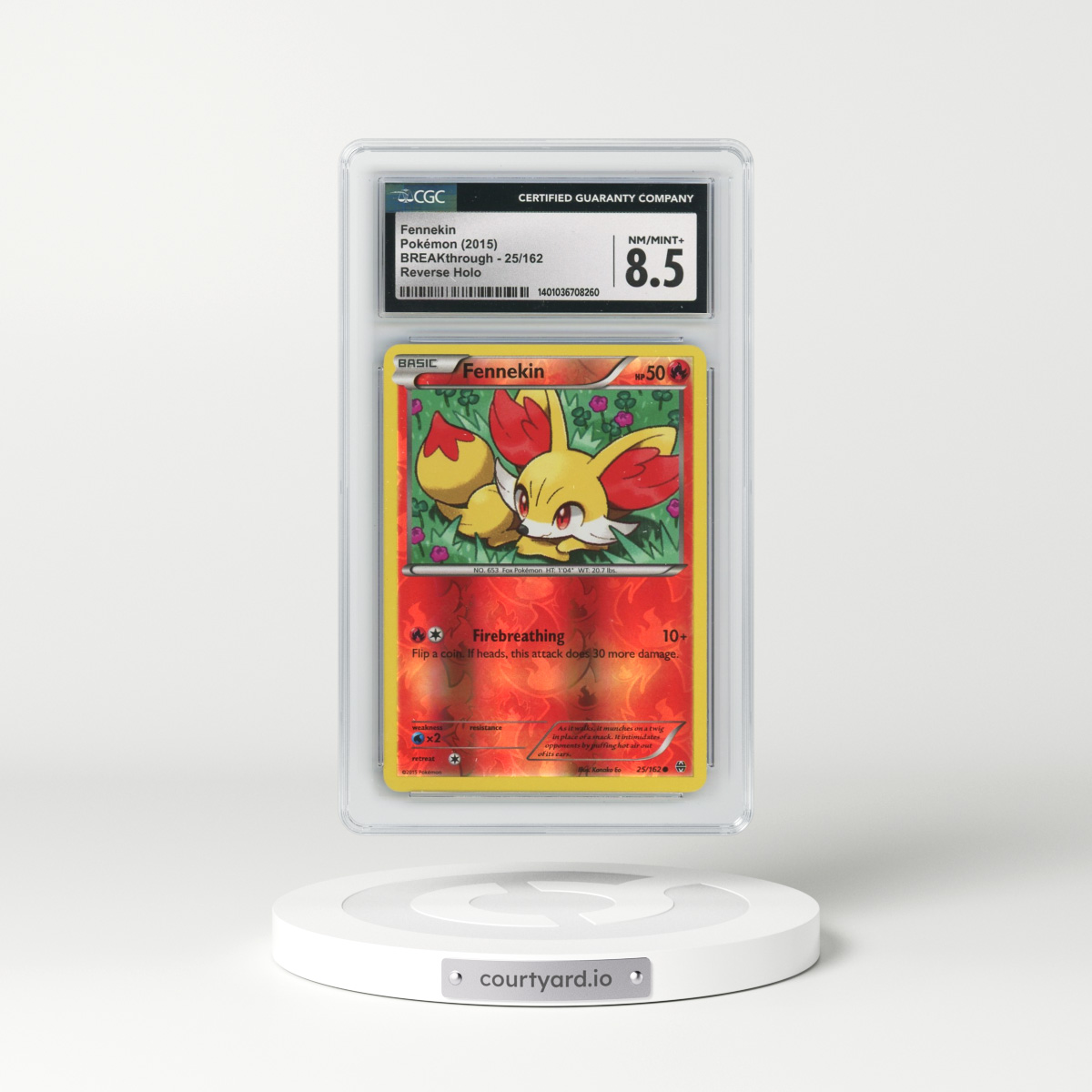 2015 BREAKthrough #25/162 Fennekin - Reverse Holo (CGC 8.5 NM-MT+)