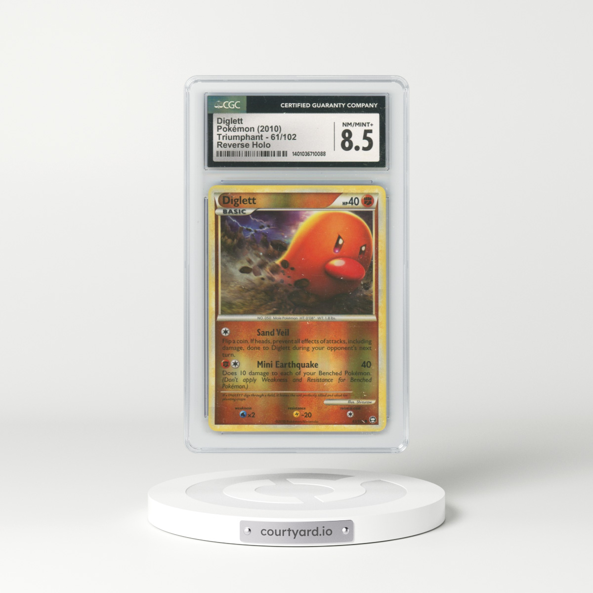 2010 Triumphant #61/102 Diglett - Reverse Holo (CGC 8.5 NM-MT+)