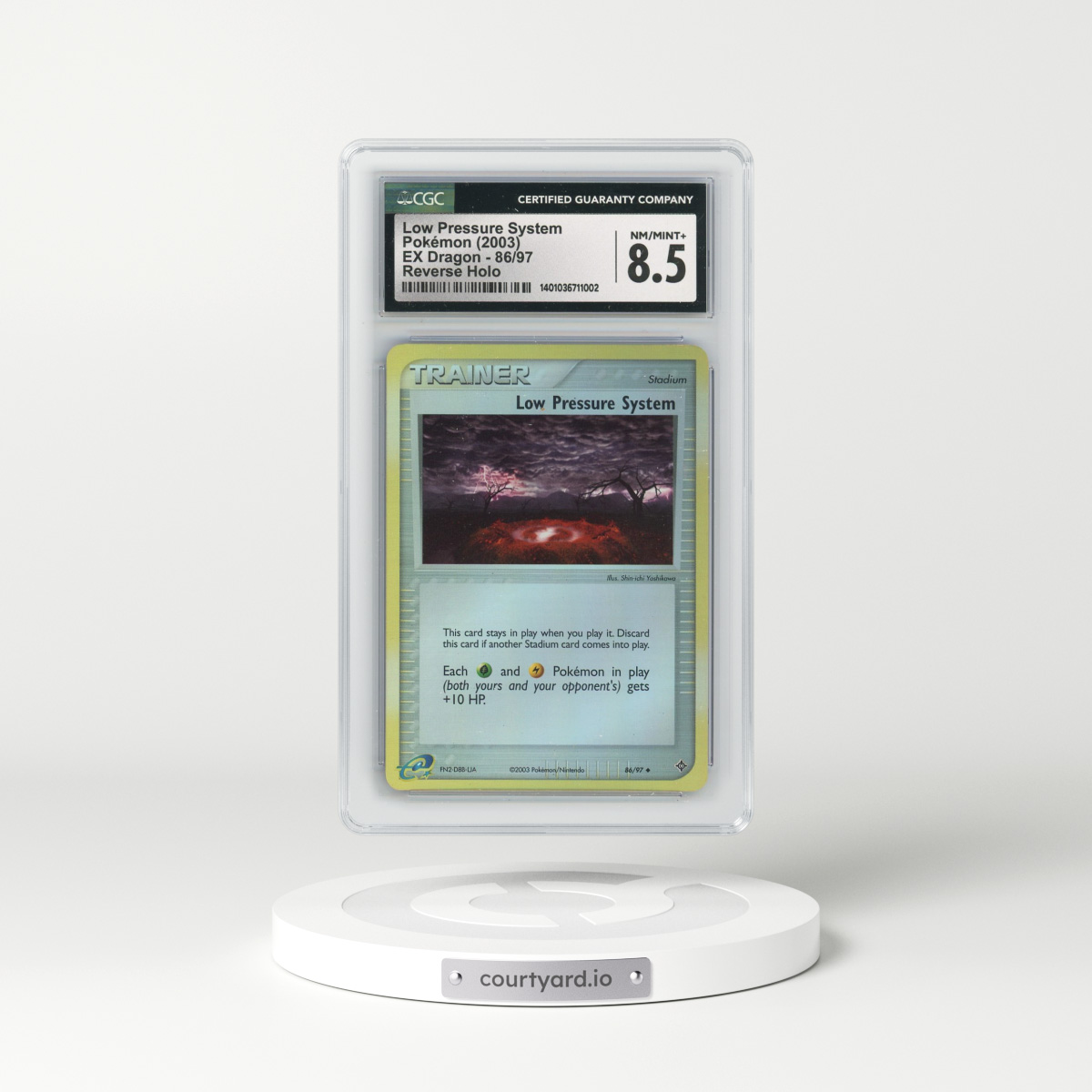 2003 EX Dragon (2003 Copyright, w/ "e" Symbol) #86/97 Low Pressure System - Reverse Holo (CGC 8.5 NM-MT+)