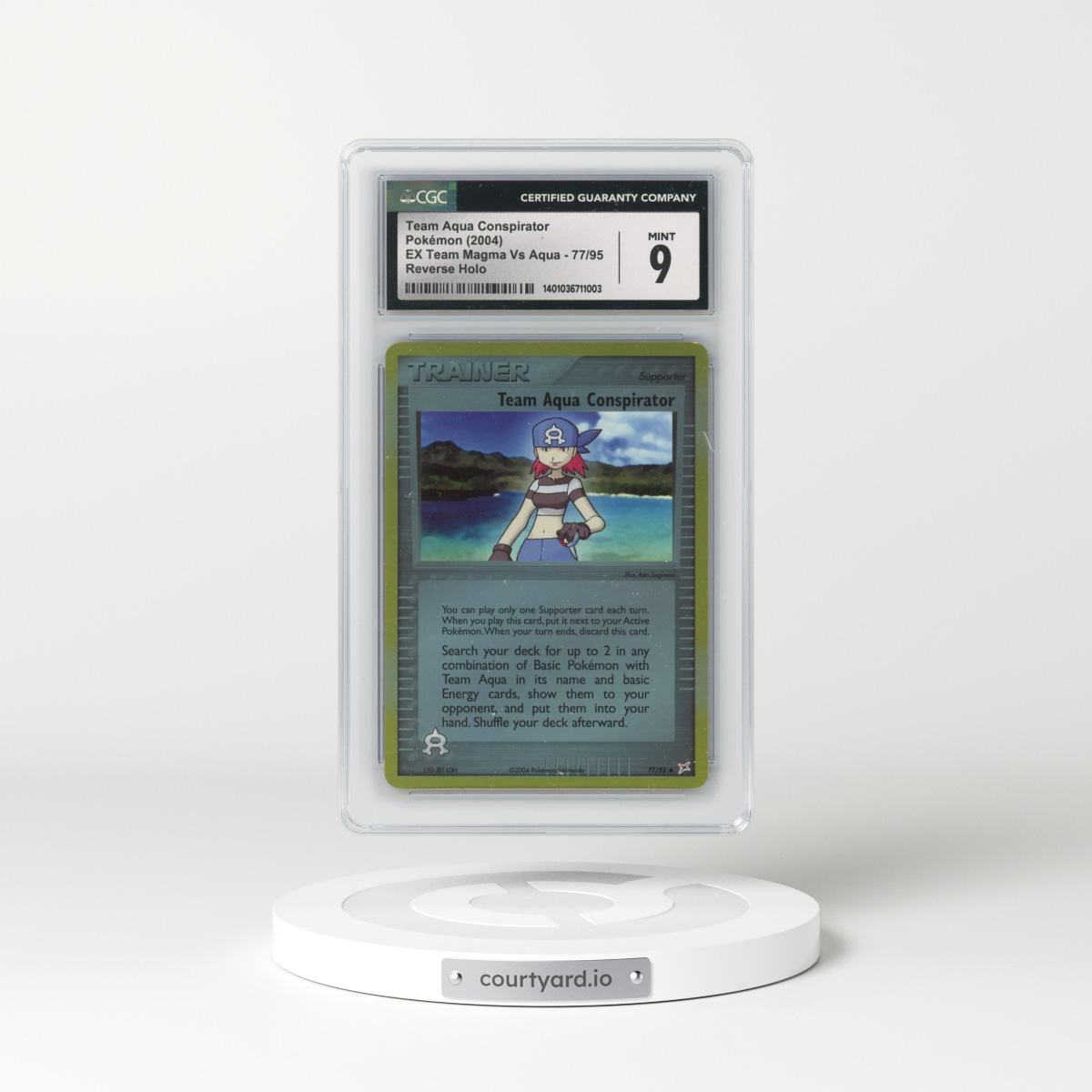 2004 EX Team Magma Vs Team Aqua #77/95 Team Aqua Conspirator - Reverse Holo (CGC 9 MINT)