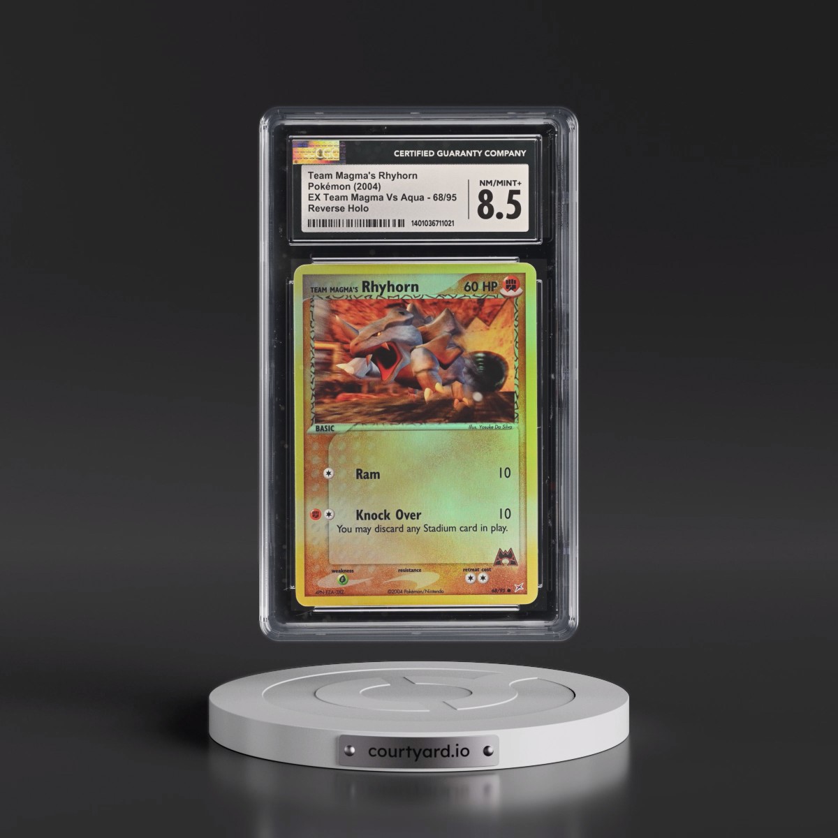 2004 EX Team Magma Vs Team Aqua #68/95 Team Magma's Rhyhorn - Reverse Holo (CGC 8.5 NM-MT+)
