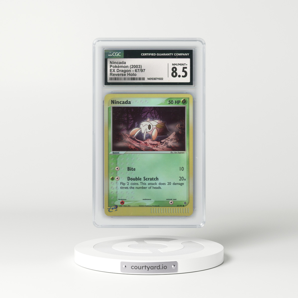 2003 EX Dragon (2003 Copyright, w/ "e" Symbol) #67/97 Nincada - Reverse Holo (CGC 8.5 NM-MT+)