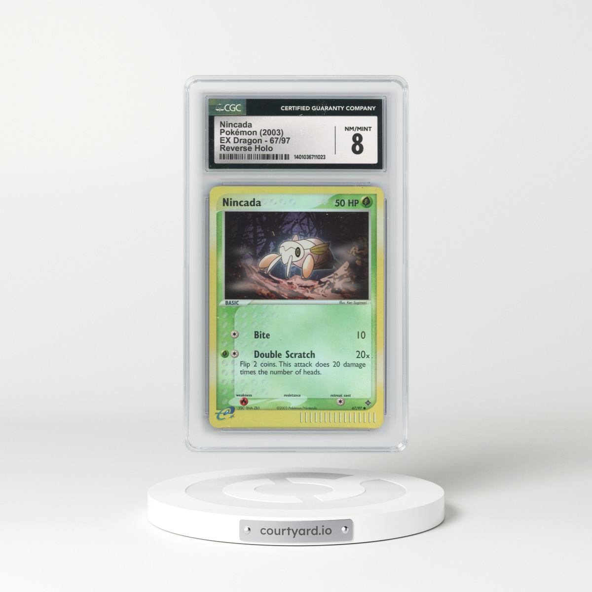 2003 EX Dragon (2003 Copyright, w/ "e" Symbol) #67/97 Nincada - Reverse Holo (CGC 8 NM-MT)