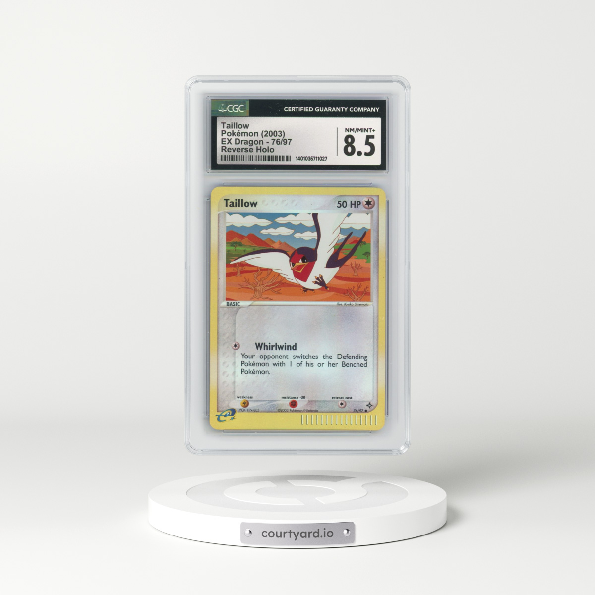 2003 EX Dragon (2003 Copyright, w/ "e" Symbol) #76/97 Taillow - Reverse Holo (CGC 8.5 NM-MT+)