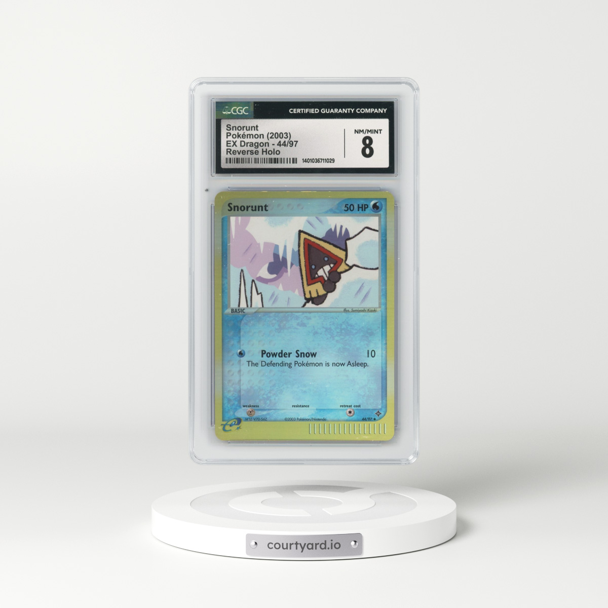 2003 EX Dragon (2003 Copyright, w/ "e" Symbol) #44/97 Snorunt - Reverse Holo (CGC 8 NM-MT)