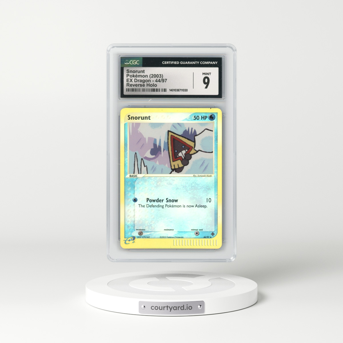 2003 EX Dragon (2003 Copyright, w/ "e" Symbol) #44/97 Snorunt - Reverse Holo (CGC 9 MINT)
