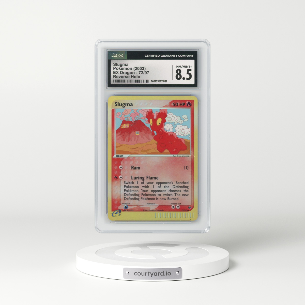 2003 EX Dragon (2003 Copyright, w/ "e" Symbol) #72/97 Slugma - Reverse Holo (CGC 8.5 NM-MT+)