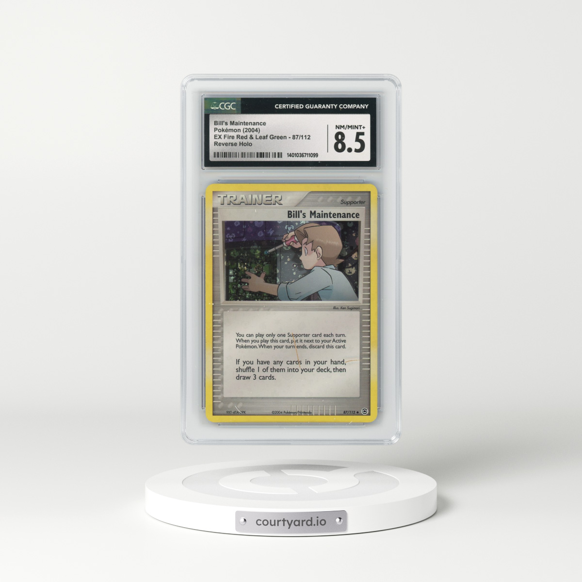 2004 EX Fire Red & Leaf Green #87/112 Bill's Maintenance - Reverse Holo (CGC 8.5 NM-MT+)