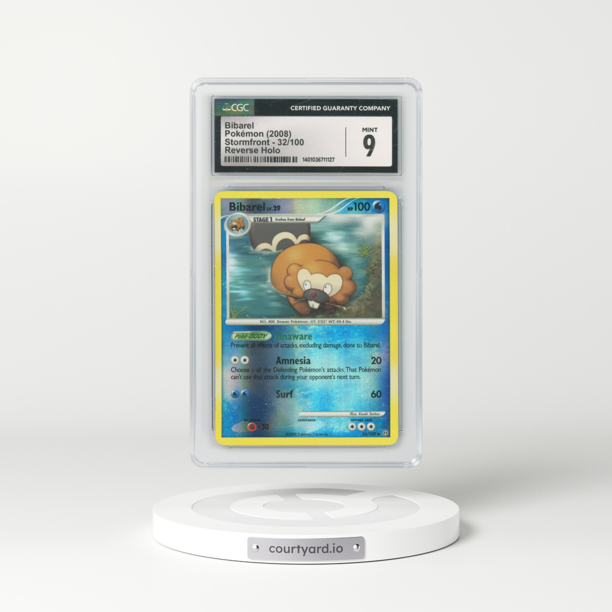 2008 Stormfront #32/100 Bibarel - Reverse Holo (CGC 9 MINT)