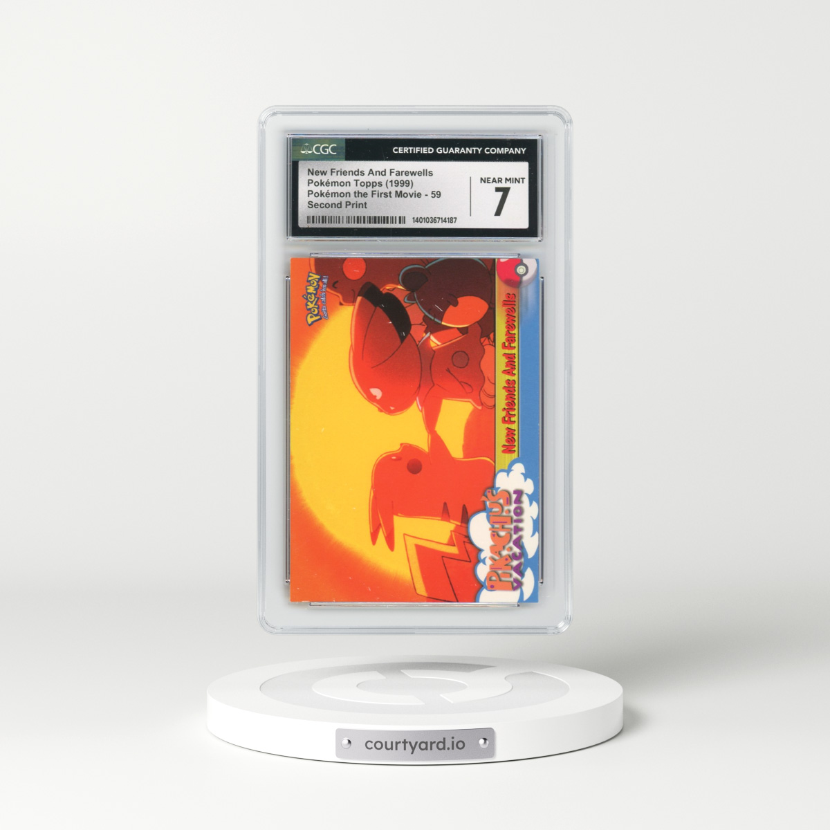 1999 Pokémon the First Movie #59 New Friends And Farewells - Second Print (Black Topps Logo) (CGC 7 NM)