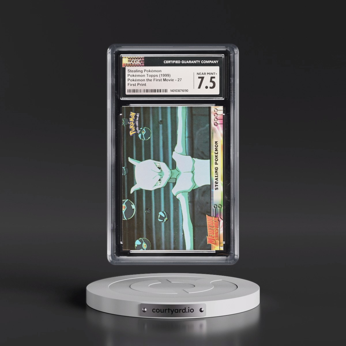 1999 Pokémon the First Movie #27 Stealing Pokémon - First Print (Blue Topps Logo) (CGC 7.5 NM+)