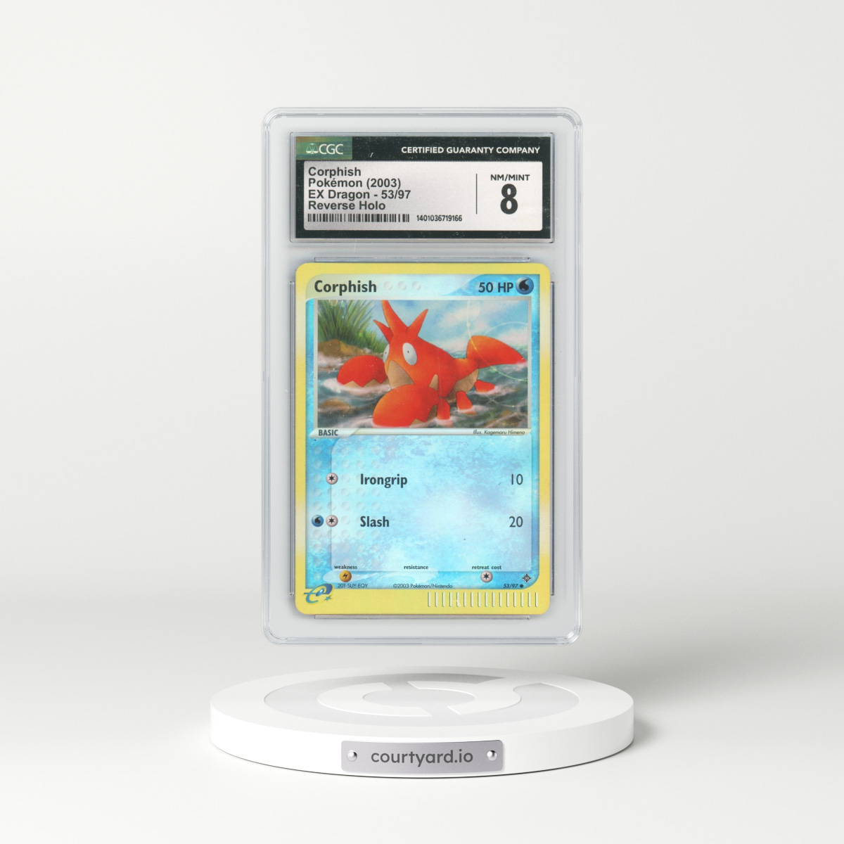 2003 EX Dragon (2003 Copyright, w/ "e" Symbol) #53/97 Corphish - Reverse Holo (CGC 8 NM-MT)