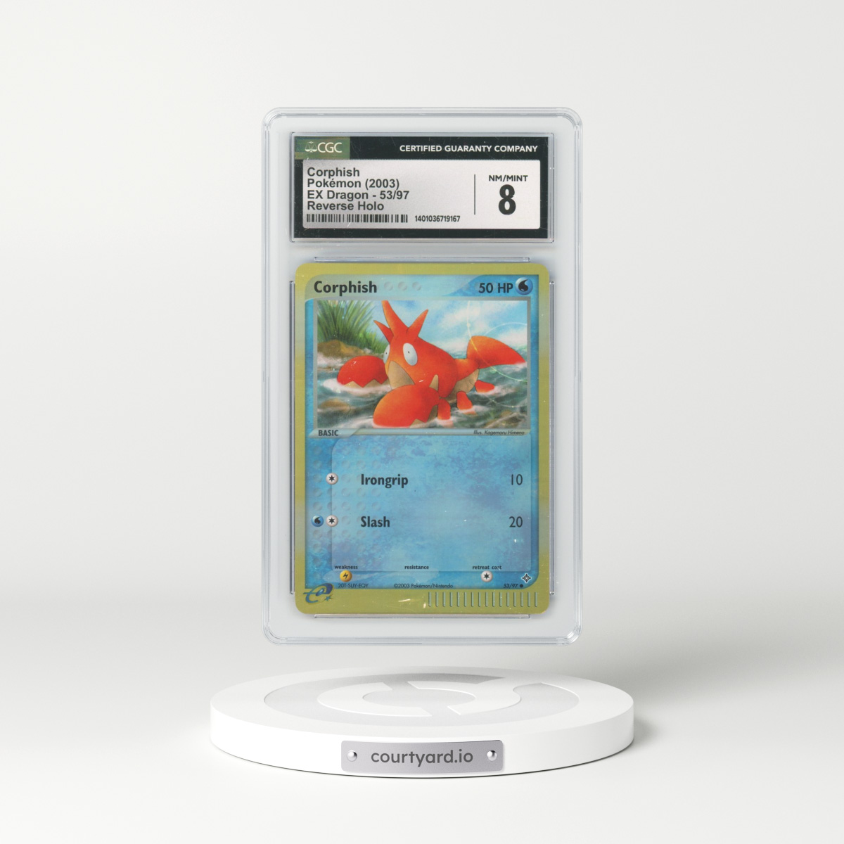 2003 EX Dragon (2003 Copyright, w/ "e" Symbol) #53/97 Corphish - Reverse Holo (CGC 8 NM-MT)