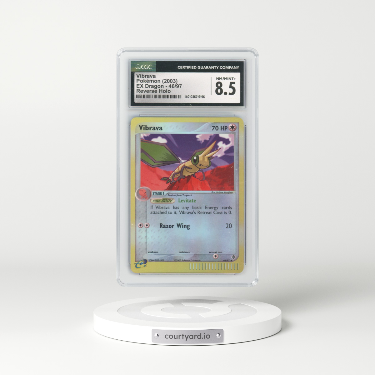 2003 EX Dragon (2003 Copyright, w/ "e" Symbol) #46/97 Vibrava - Reverse Holo (CGC 8.5 NM-MT+)