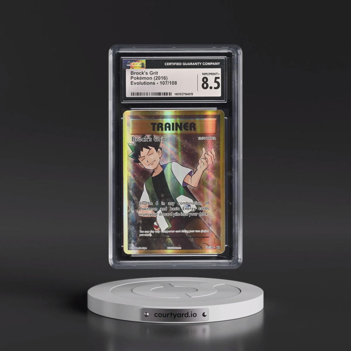 2016 Evolutions Brock's Grit - Ultra Rare Holo #107/108 CGC 8.5