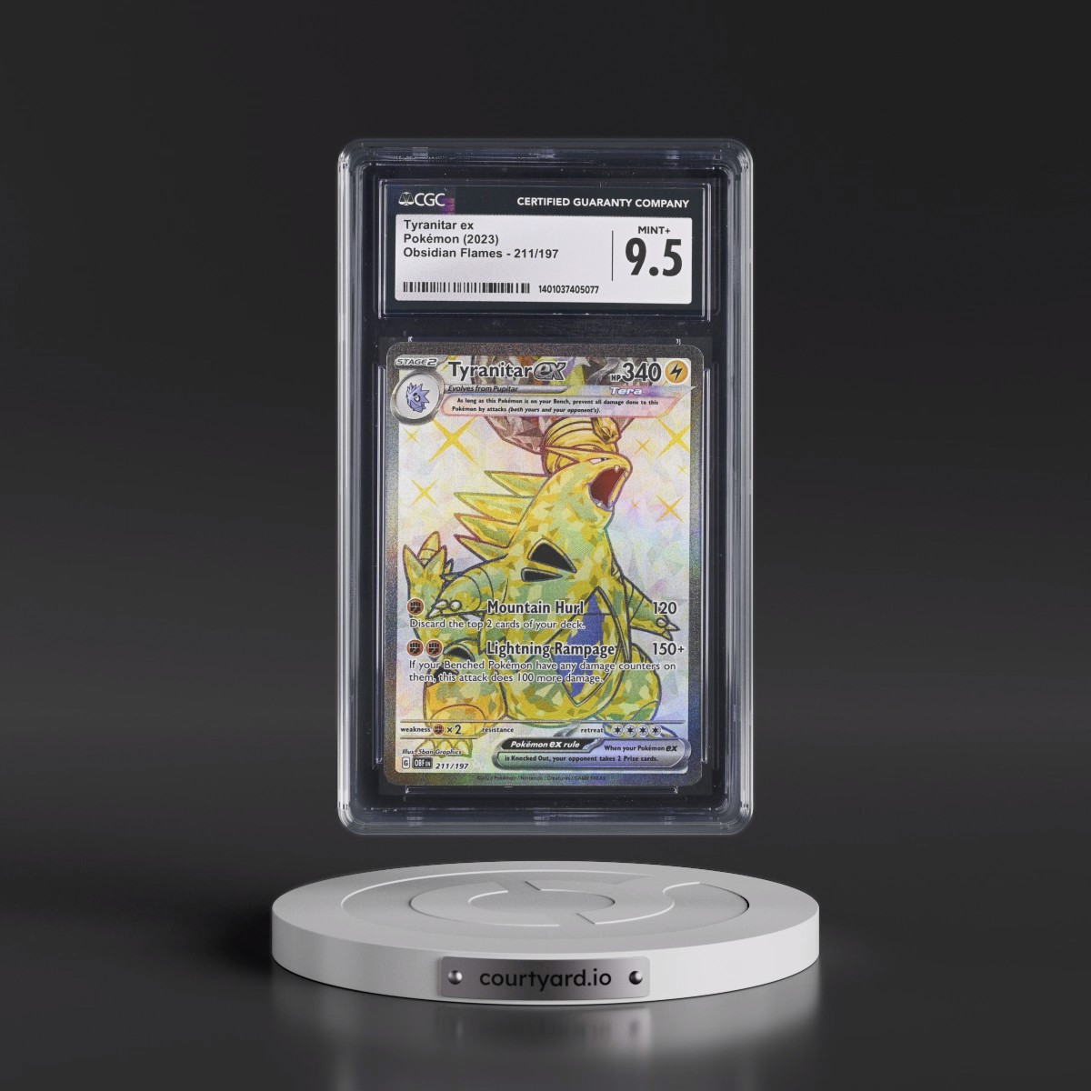 2023 Obsidian Flames - OBF EN #211/197 Tyranitar ex - Ultra Rare Holo (CGC 9.5 MINT+)