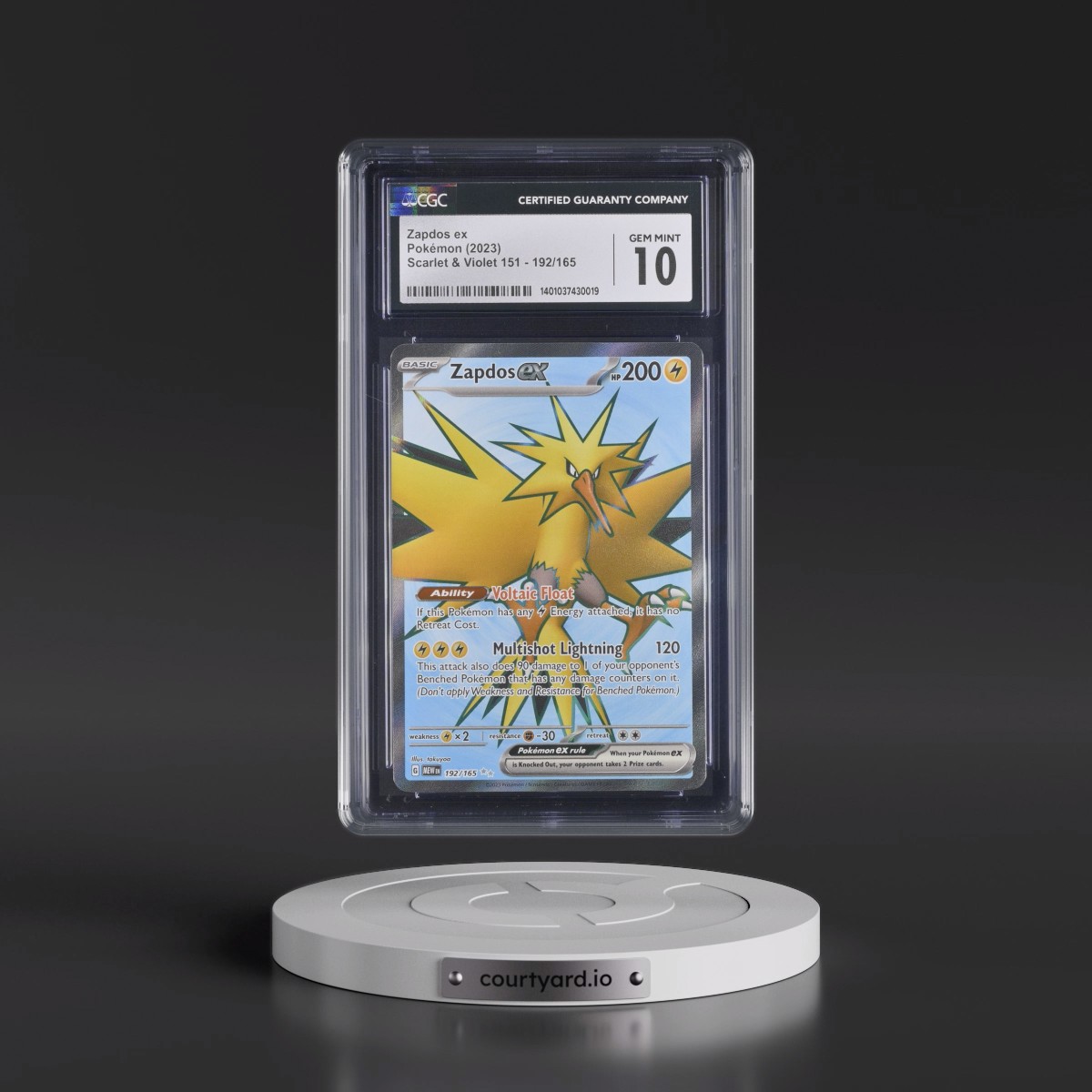 2023 Scarlet & Violet 151 - MEW EN #192/165 Zapdos ex - Ultra Rare Holo (CGC 10 GEM MINT)
