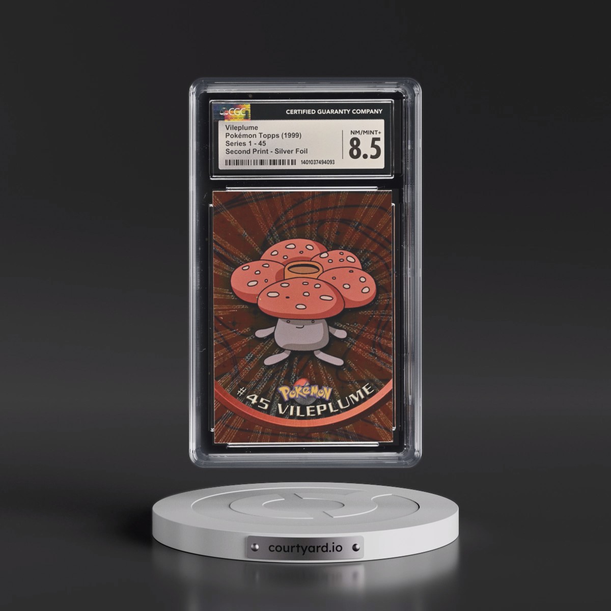 1999 Series 1 (Oval Nintendo Seal) #45 Vileplume - Second Print (Black Topps Logo) Silver Foil (Rays) (CGC 8.5 NM-MT+)