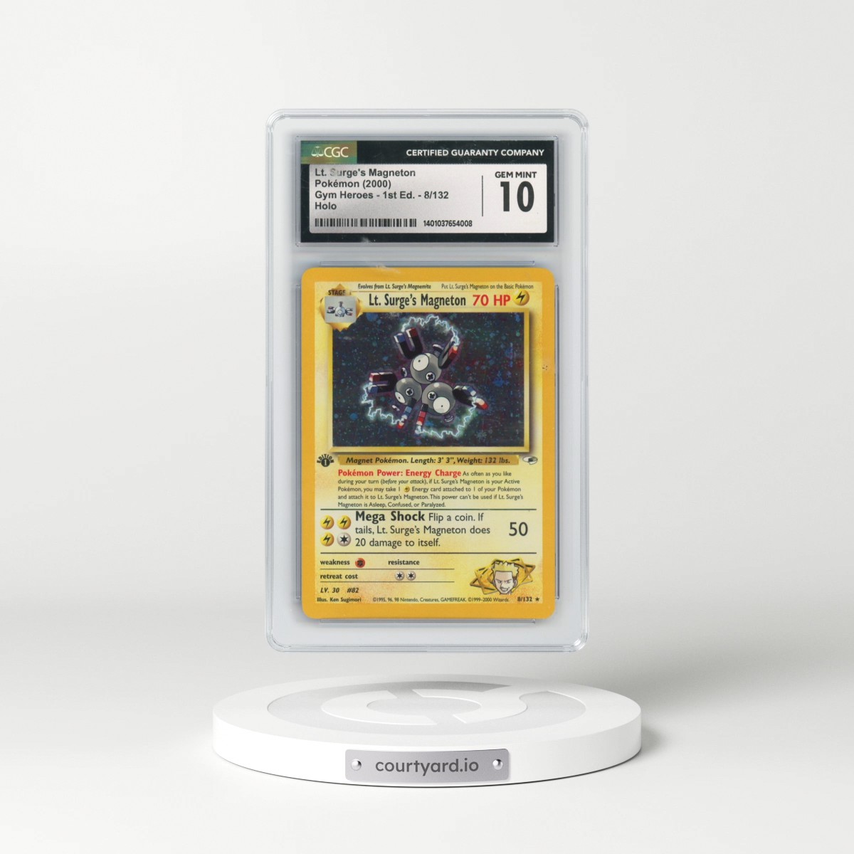 2000 Gym Heroes #8/132 Lt. Surge's Magneton - 1st Edition Holo (CGC 10 GEM MINT)