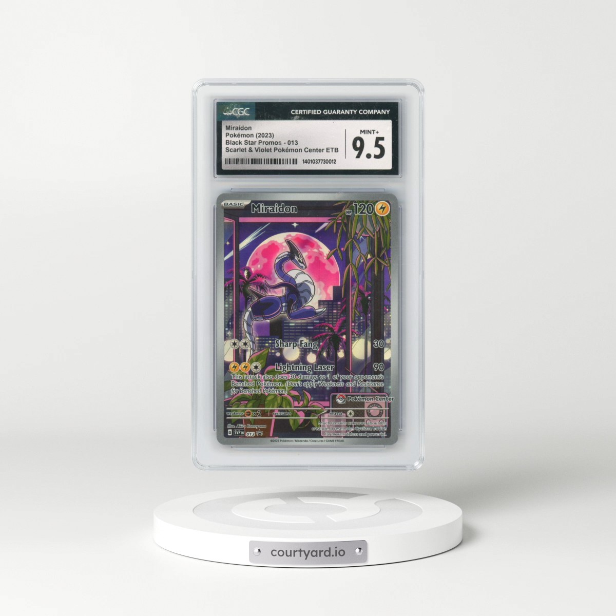 2023 Black Star Promos - Scarlet & Violet SVP EN #013 Miraidon - (Stamp Above Retreat)Scarlet & Violet Pokémon Center ETB (CGC 9.5 MINT+)