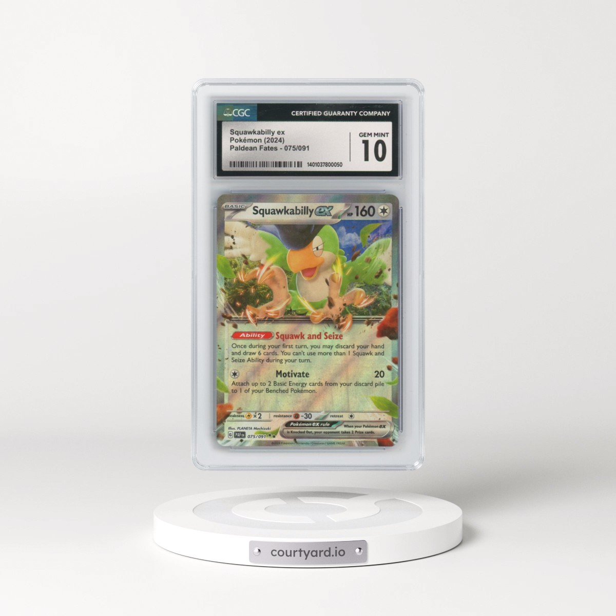 2024 Paldean Fates - PAF EN #075/091 Squawkabilly ex - Holo (CGC 10 GEM MINT)