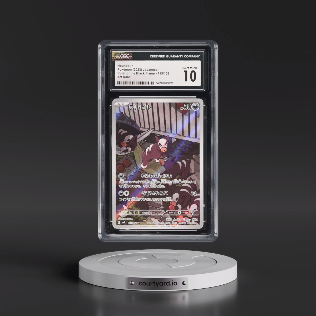 2023 Ruler of the Black Flame #115/108 Houndour - Art Rare Holo (CGC 10 GEM MINT)