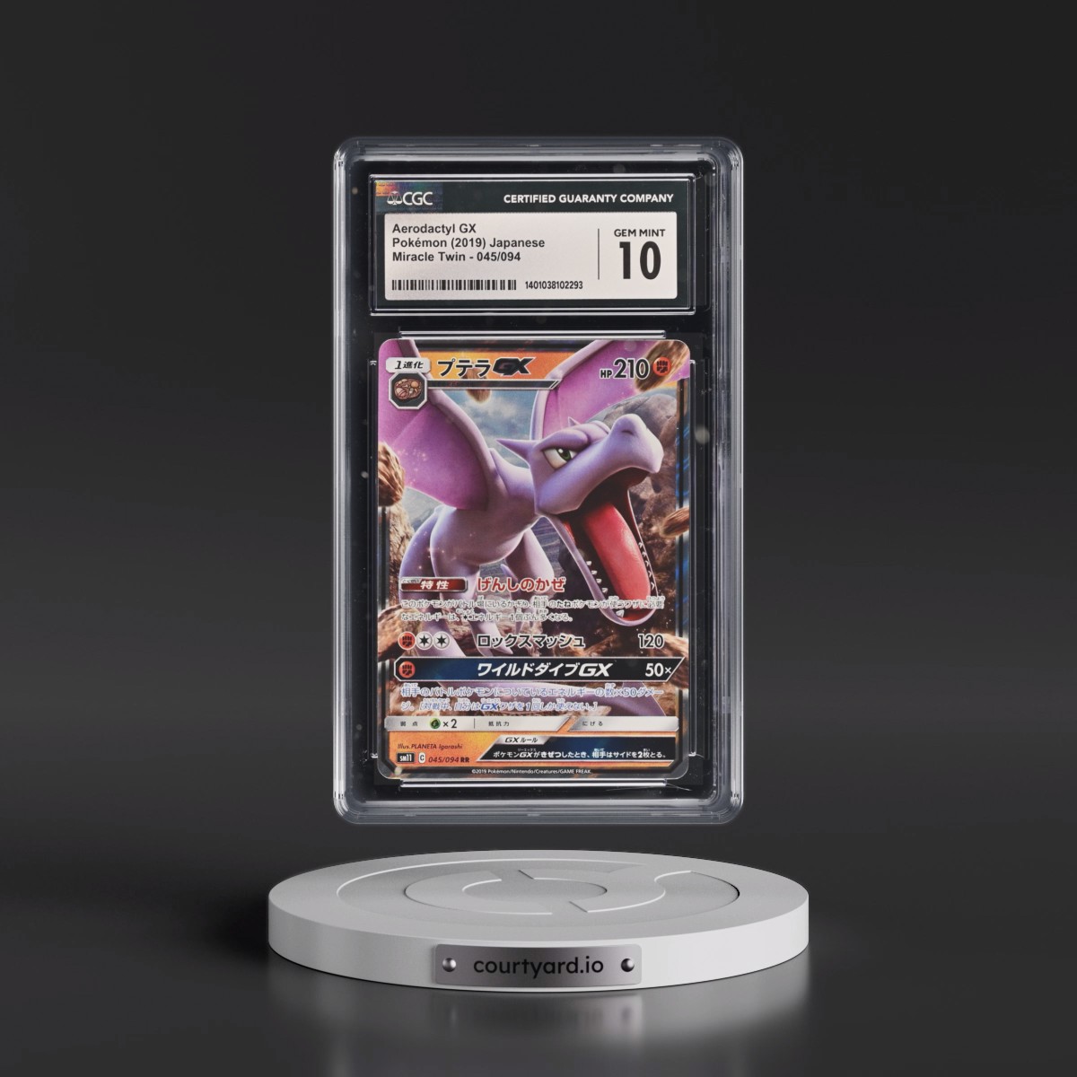 2019 Miracle Twin #045/094 Aerodactyl GX - Holo (CGC 10 GEM MINT)